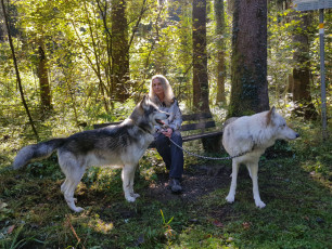 Indira Mussner aus Rankweil mit ihren beiden Wolfshunden Lupo und Ely © ORF Vorarlberg
